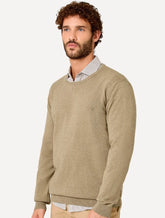 Suéter Dudalina Masculino Tricot Crewneck Melange Cotton Cáqui