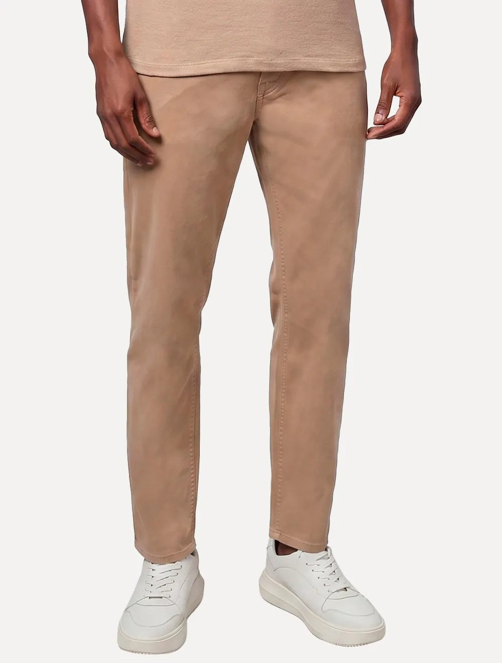 Calça Calvin Klein Jeans Masculina Slim Color Sarja Stretch Cáqui Médio