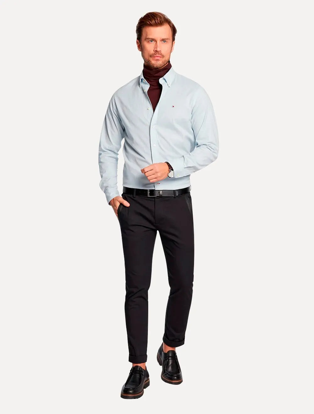 Camisa Tommy Hilfiger Masculina Regular Core Oxford Azul Claro