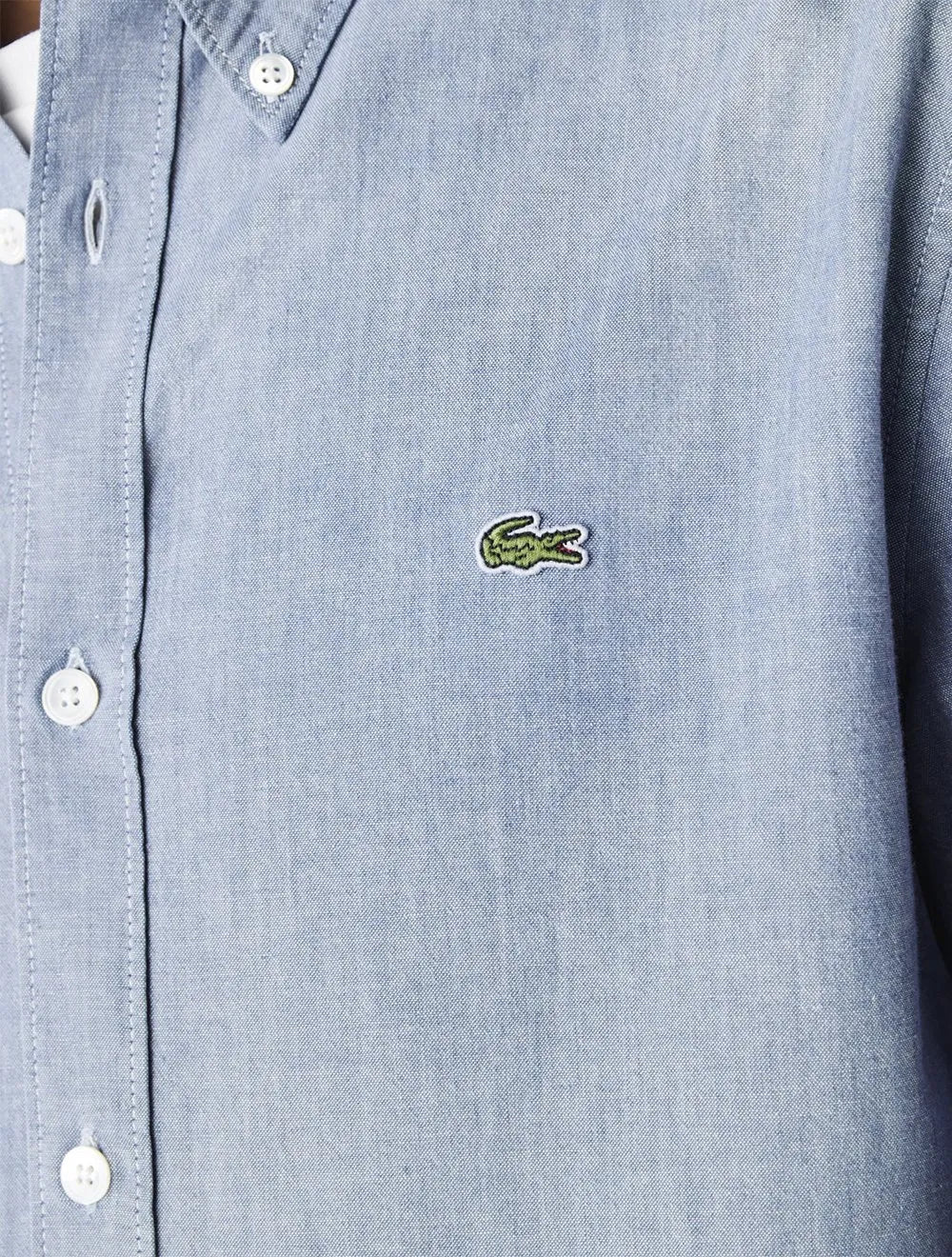 Camisa Lacoste Masculina Slim Cotton Chambray Azul Escuro Mescla