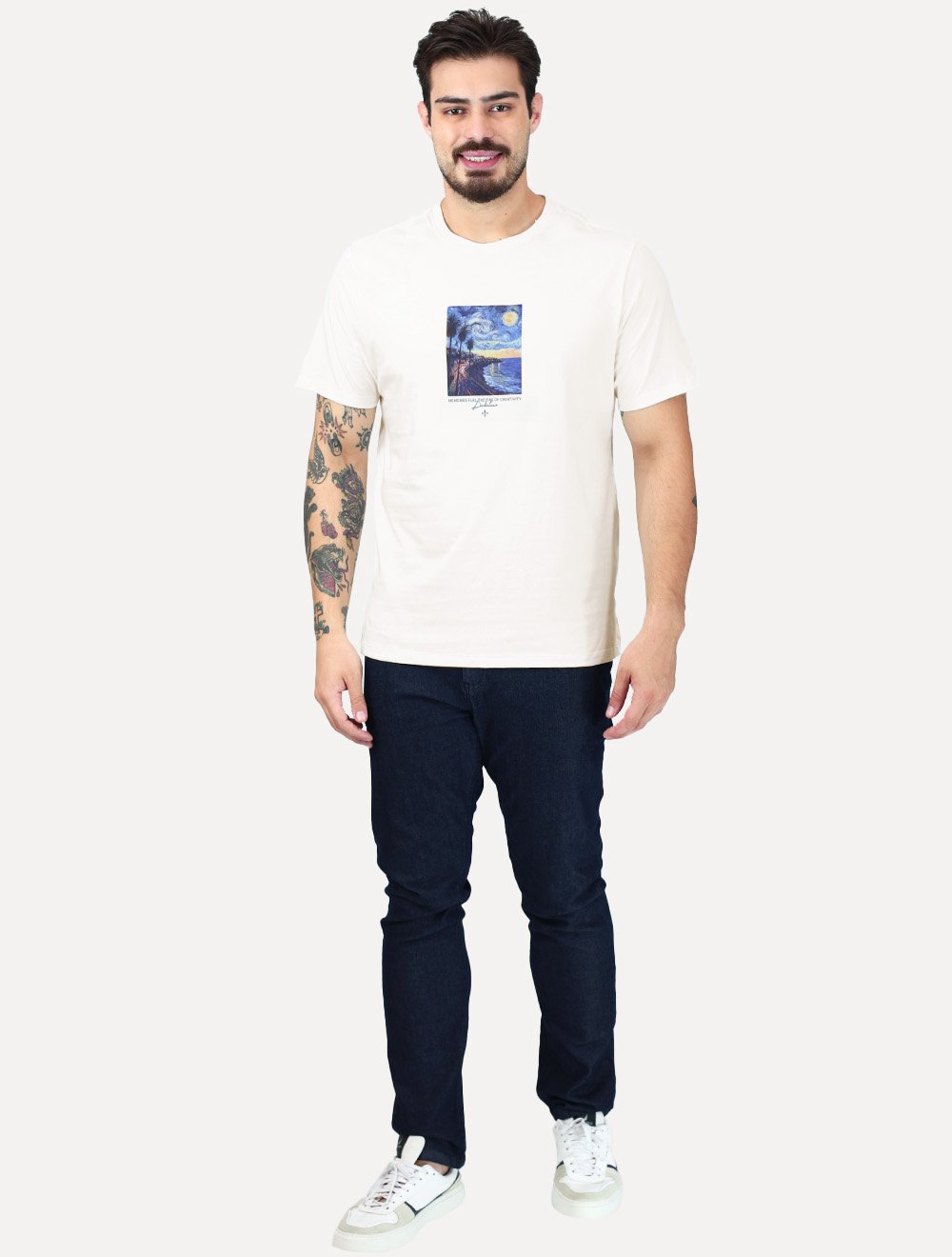 Camiseta Dudalina Masculina Regular Memories Off White