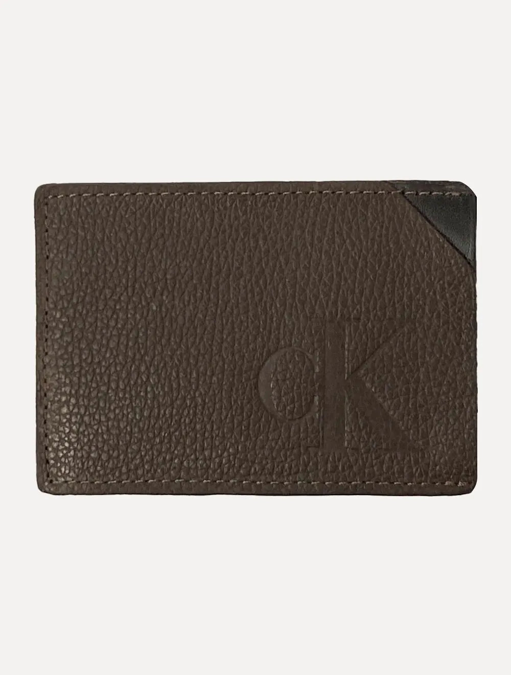 Carteira Calvin Klein Jeans Porta Cartão Couro Queima CK Marrom