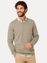 Suéter Dudalina Masculino Tricot Crewneck Básico Cáqui