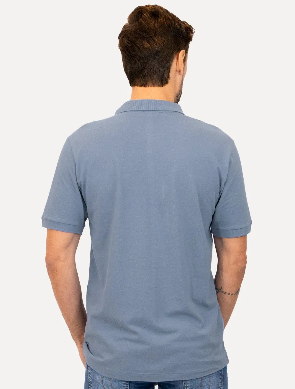 Polo Aramis Masculina Basic Piquet Azul Médio
