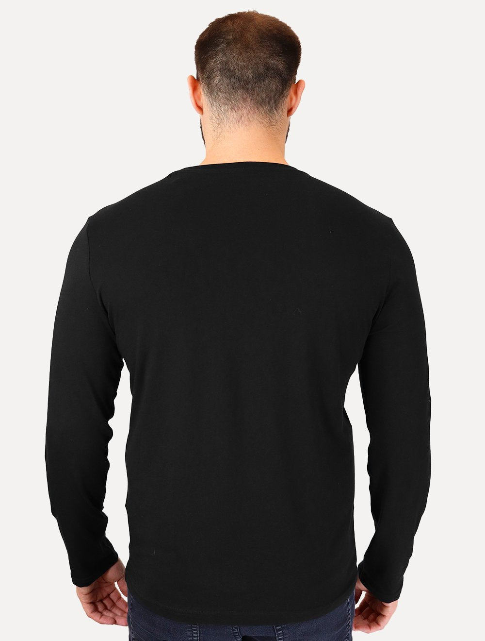 Camiseta Calvin Klein Jeans Masculina Manga Longa Rubber CK Frontal Preta