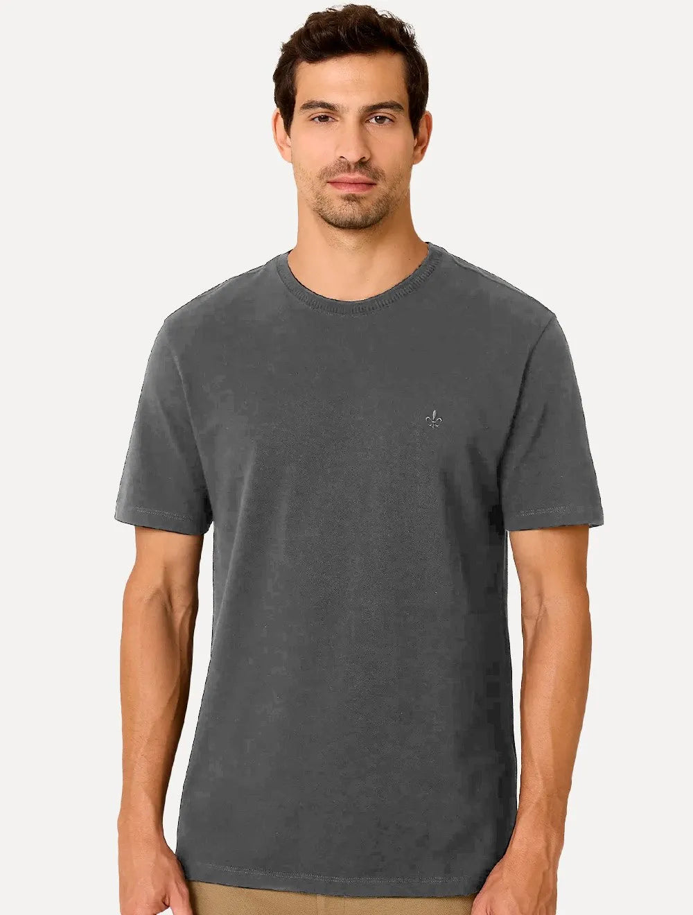 Camiseta Dudalina Regular Piquet Retilinea Cinza Escuro