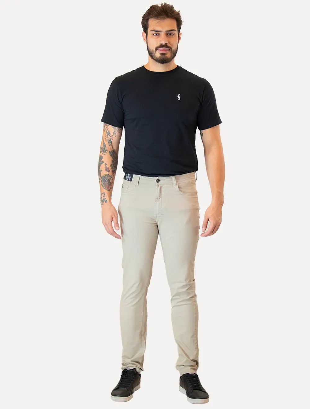 Calça Ellus Sarja Color Twill Slim Cinza Claro