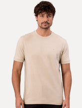 Camiseta Calvin Klein Jeans Masculina Malhão CK Logo Cáqui Claro