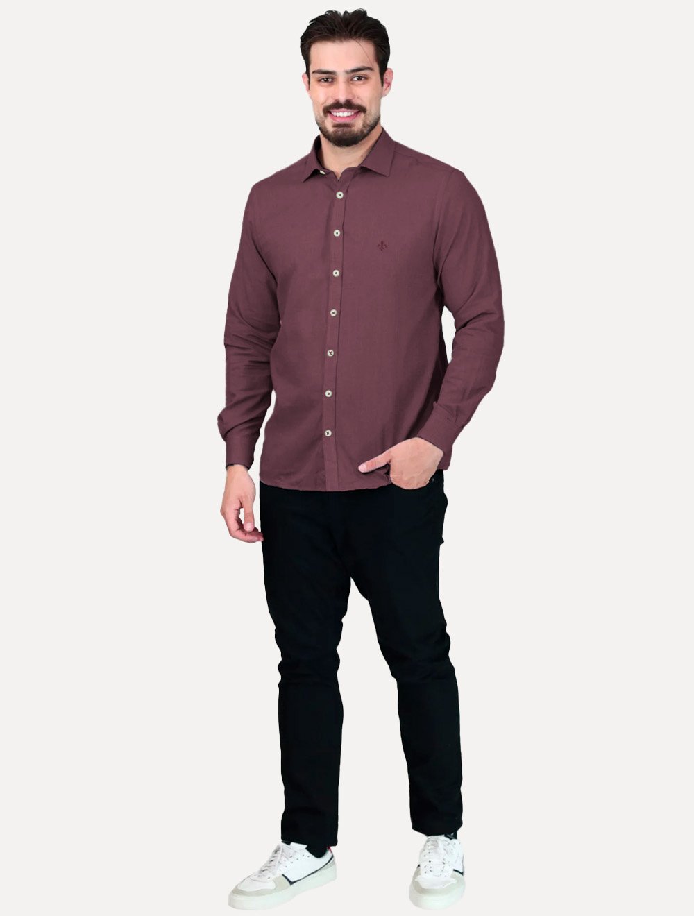 Camisa Dudalina Masculina Slim Fit Superfine Cotton Vinho