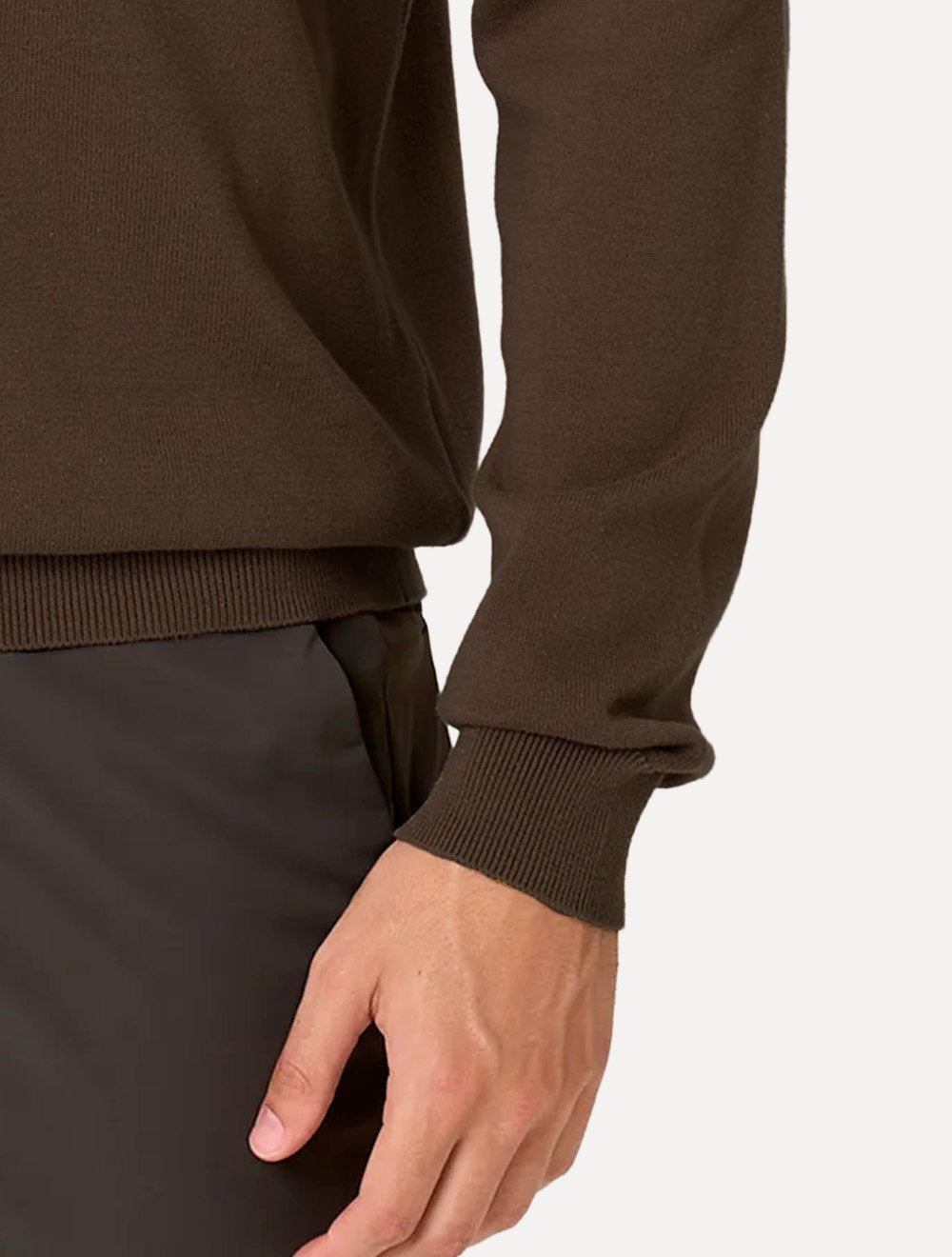 Suéter Dudalina Masculino Tricot Crewneck Basico Marrom Escuro