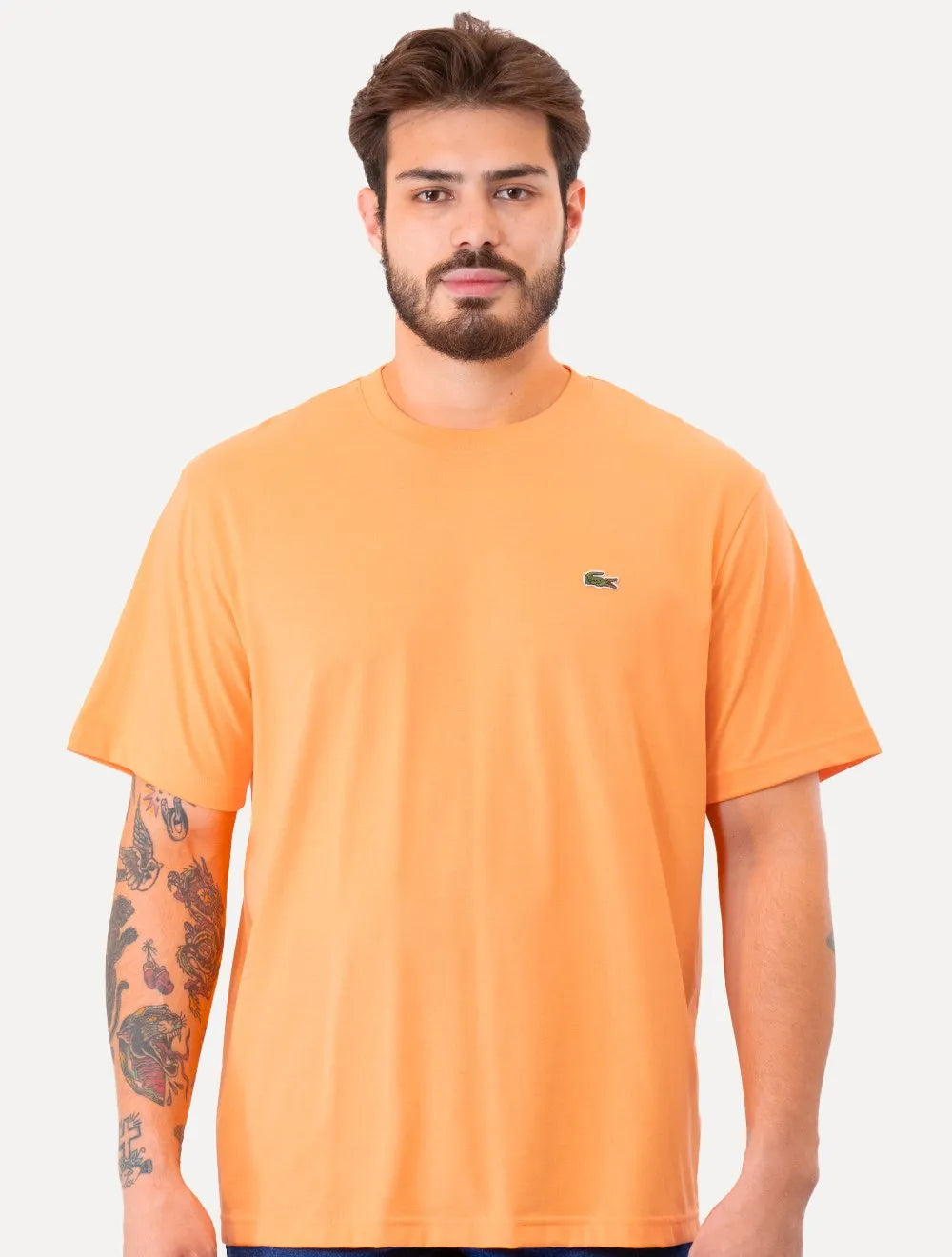 Camiseta Lacoste Masculina Classic Basic Cotton Laranja Claro