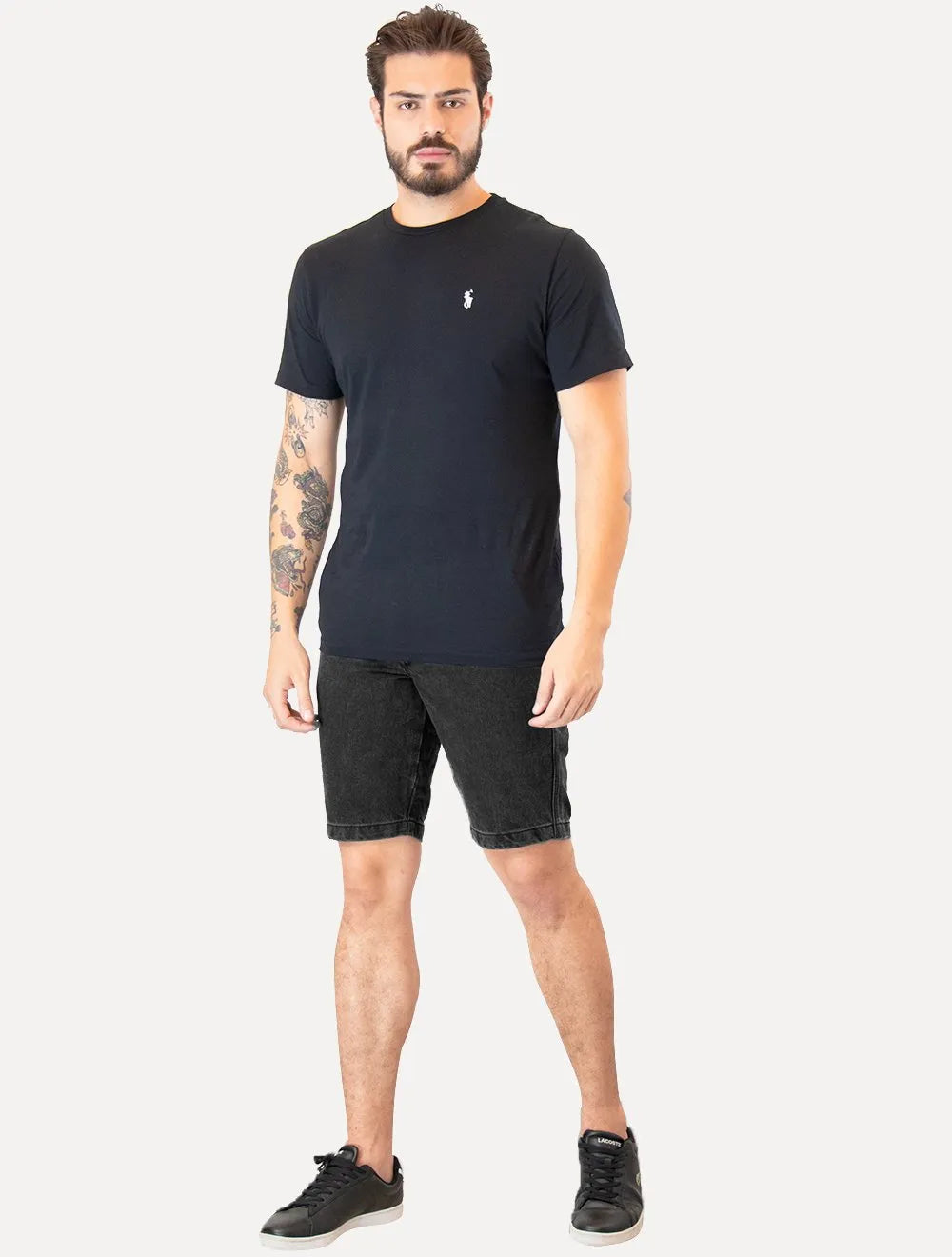Bermuda Lacoste Jeans Masculina Essential Cotton Preta