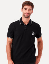 Polo Original Penguin Masculina Piquet Lisa Friso Mega Patch Preta