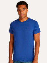 Camiseta Tommy Jeans Masculina Regular Jersey C-Neck Flag Azul Royal