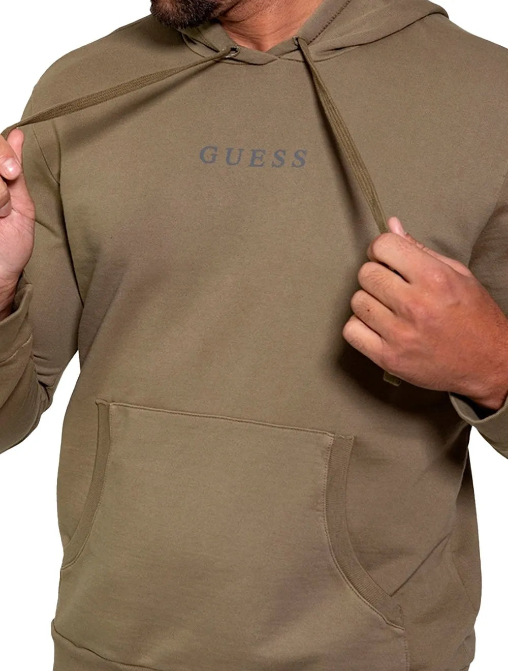 Moletom Guess Masculino Hoodie Small Logo Silk Verde Militar