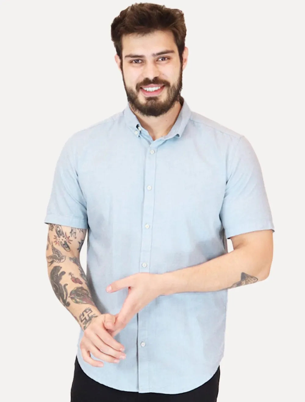 Camisa Aramis Masculina Regular Slim Linho Azul Clara