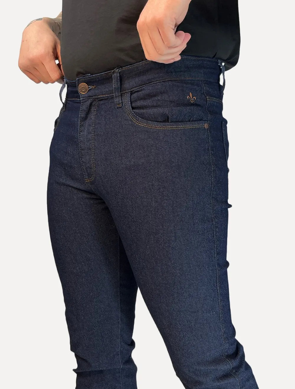 Calça Dudalina Jeans Slim Classica Right 5 Pockets Azul Médio