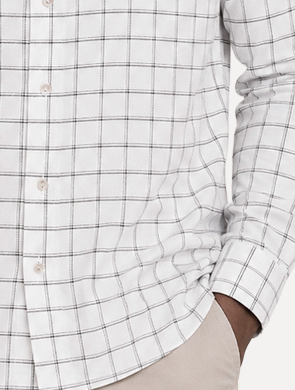 Camisa Dudalina Masculina Slim Superfine Cotton Oxford Xadrez Branca