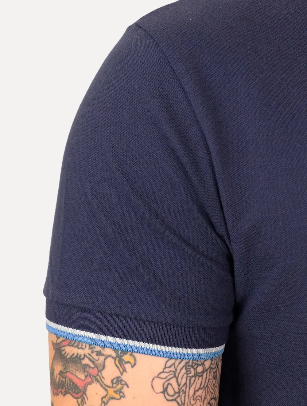 Polo Colcci Masculina Piquet Blue Logo Friso Azul Escuro