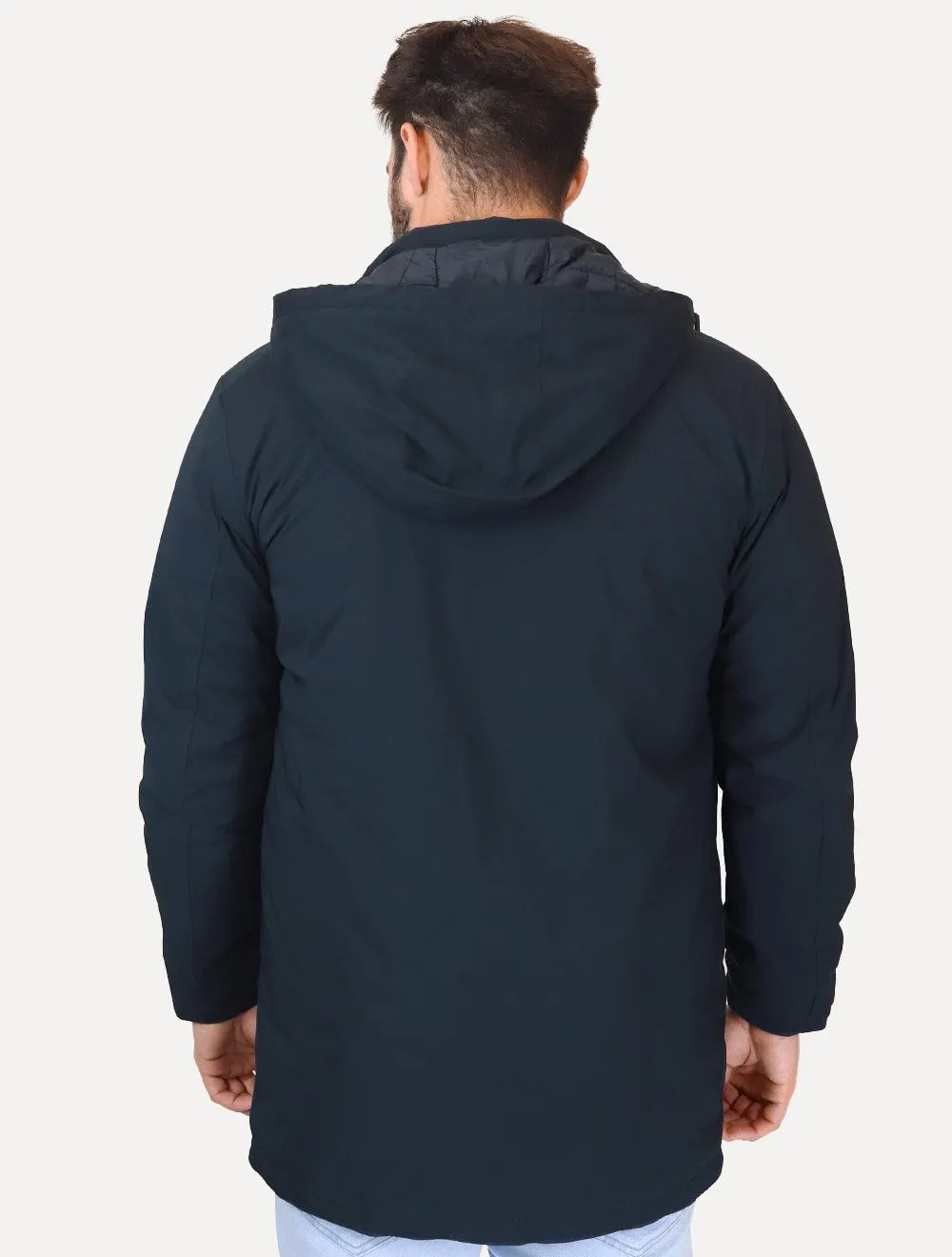 Jaqueta Dudalina Masculina Parka Nylon Tech Capuz Azul Marinho