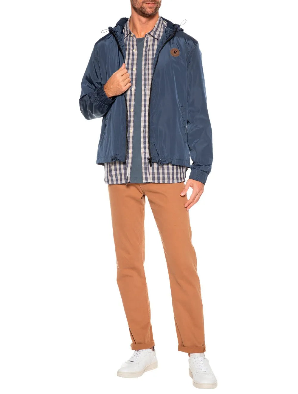 Jaqueta VR Masculina Nylon Tecno Bomber Hoodie Azul Marinho