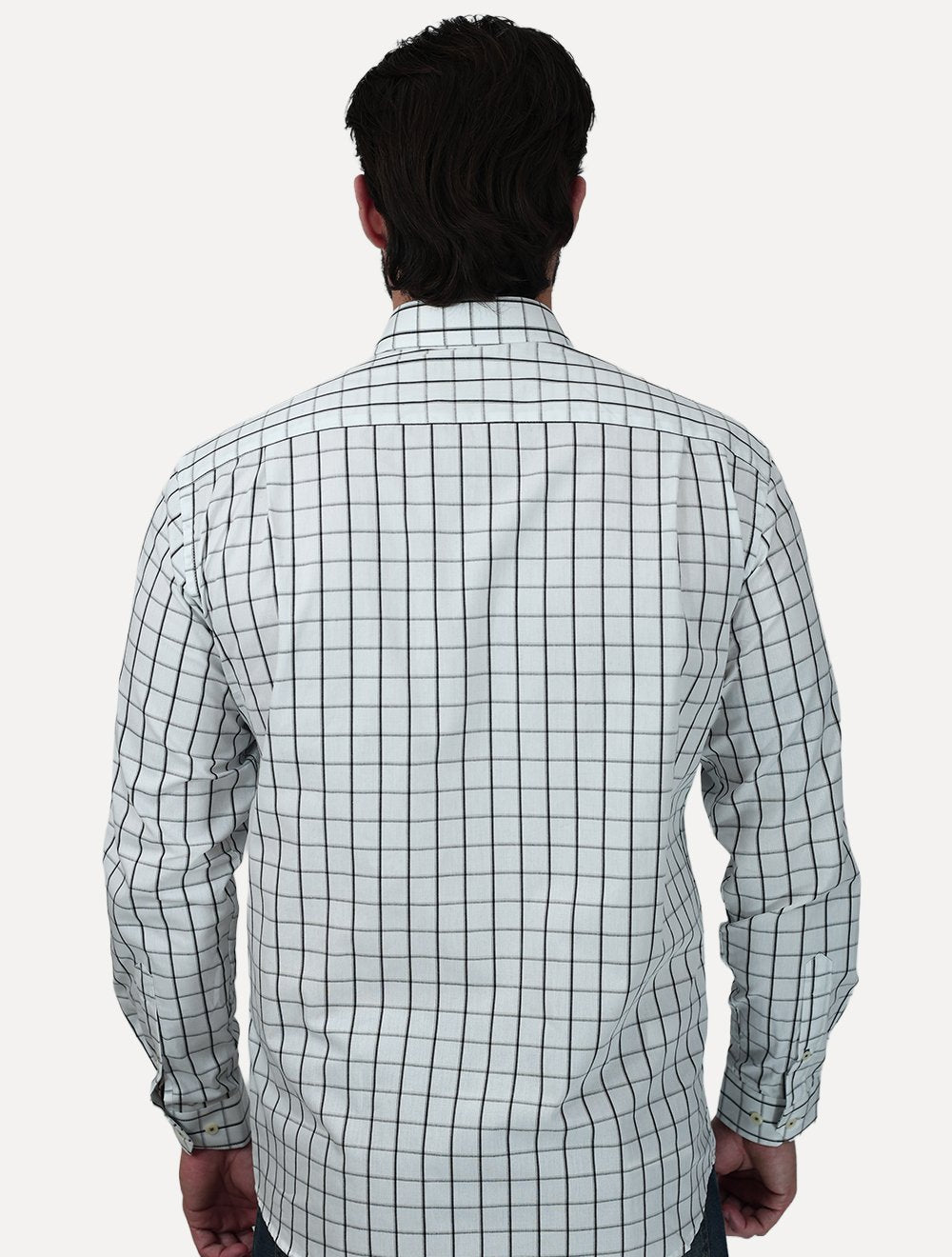 Camisa Dudalina Masculina Comfort Superfine Cotton Xadrez Branca