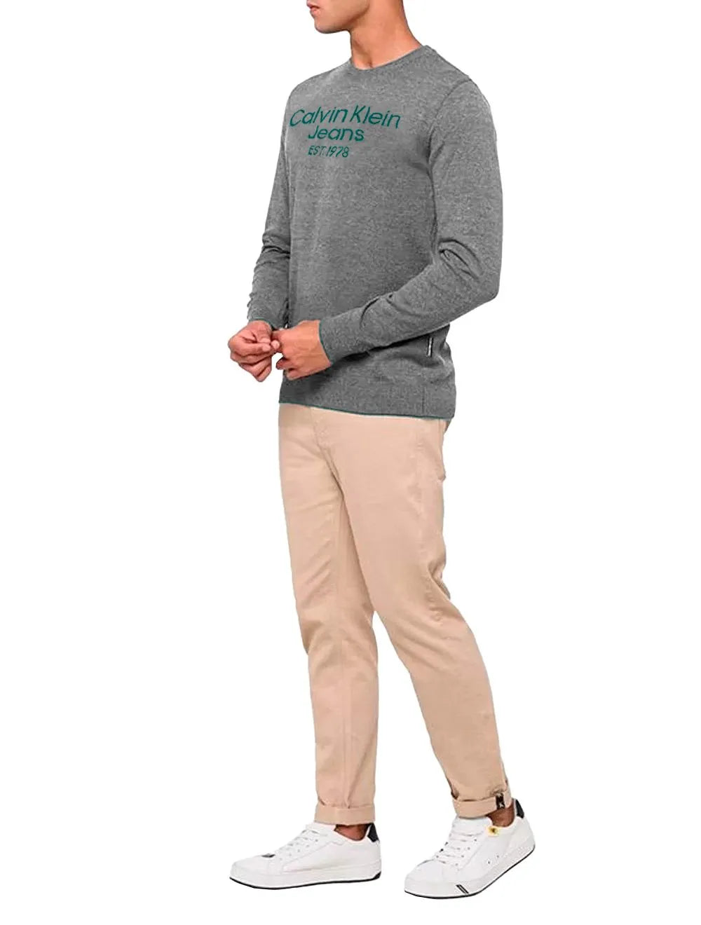 Suéter Calvin Klein Jeans Masculino Tricot CKJ Est.1978 Grafite Mescla