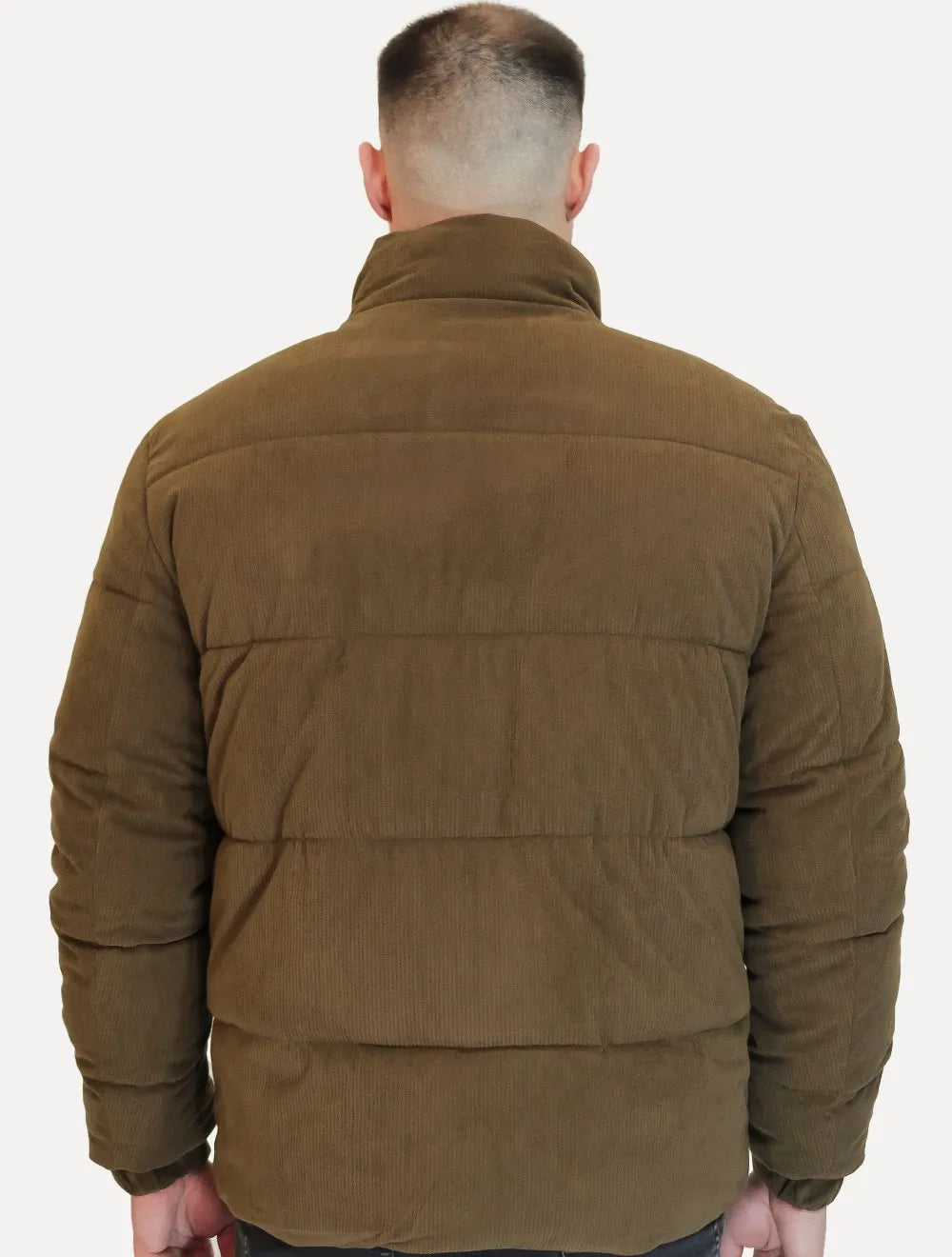 Jaqueta Dixen Masculina Puffer Veludo Cotelê Marrom Escuro