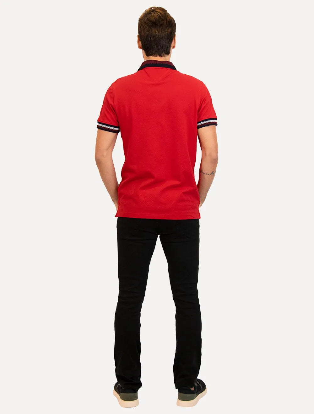 Polo Tommy Hilfiger Masculina Regular Two Tone Shade Collar Vermelha