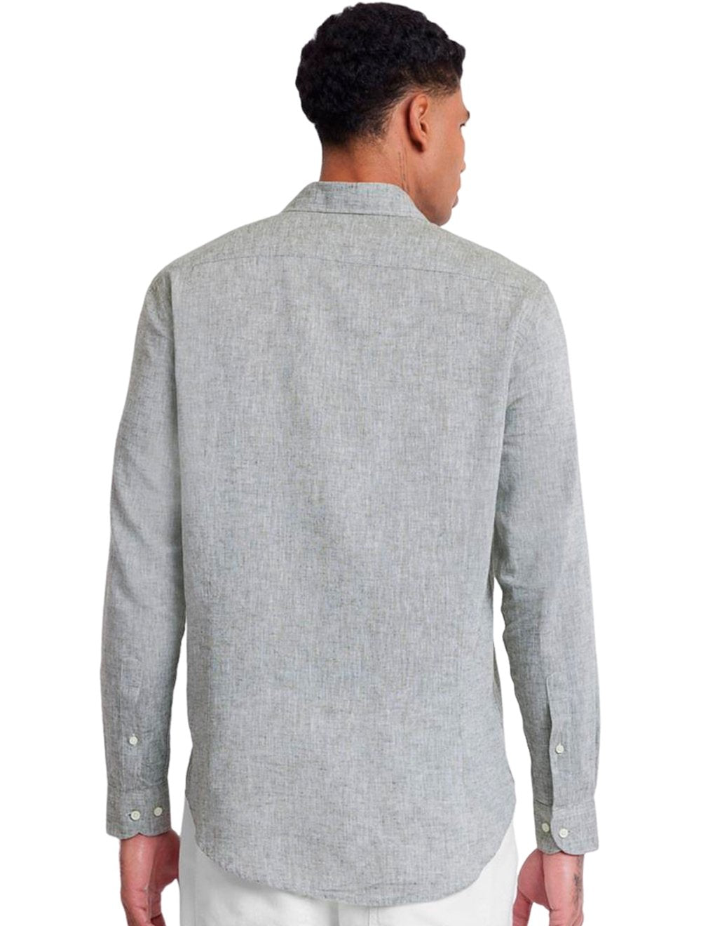 Camisa Aramis Masculina Slim Linho Algodão Verde Militar Mescla