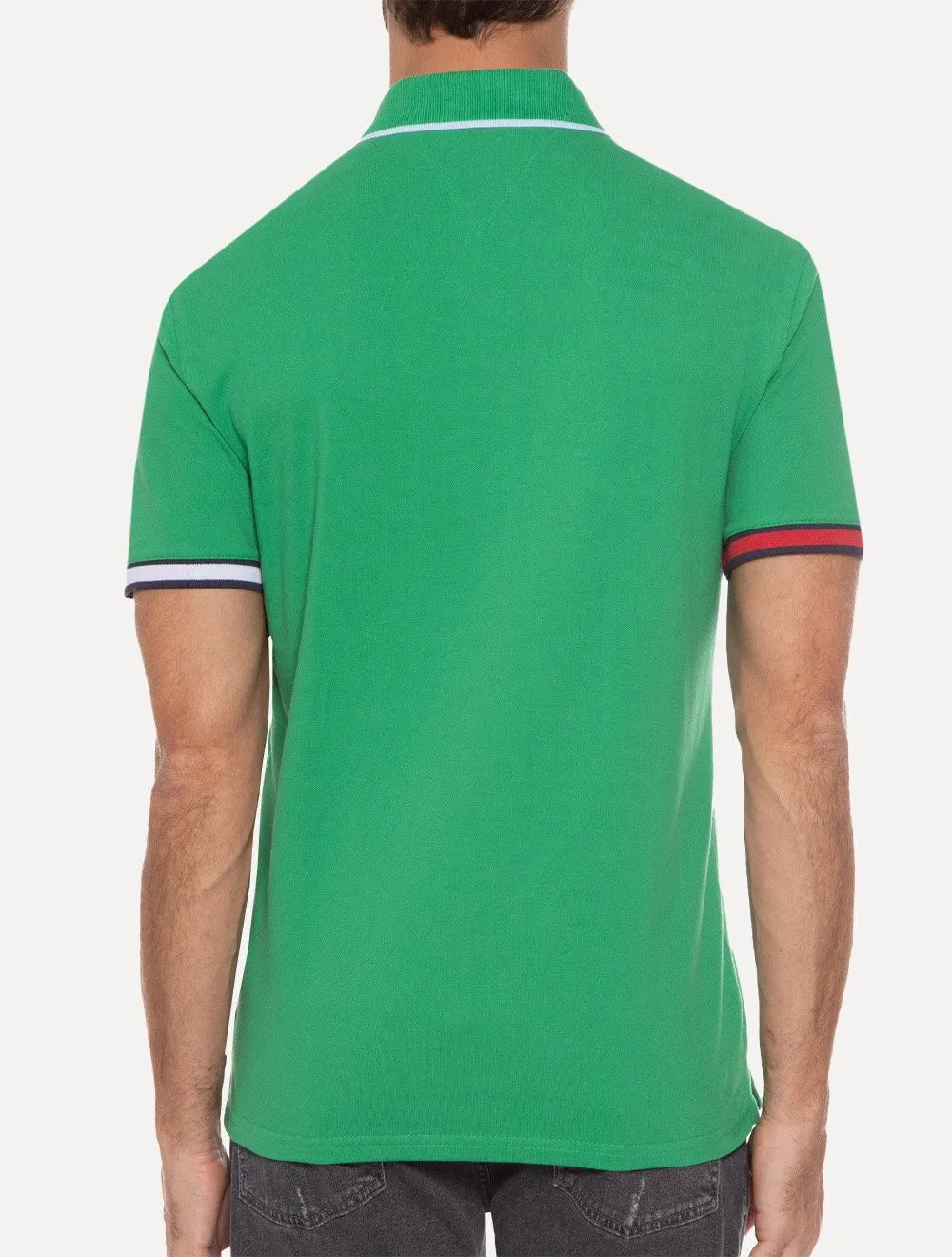 Polo Tommy Jeans Masculina Regular Piquet Flag Cuffs Verde