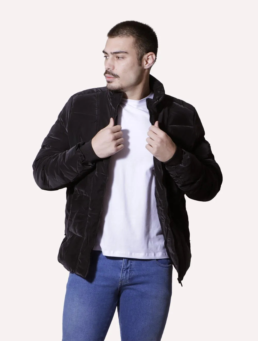 Jaqueta Victory Eagle Masculina Suede Puffer Preta