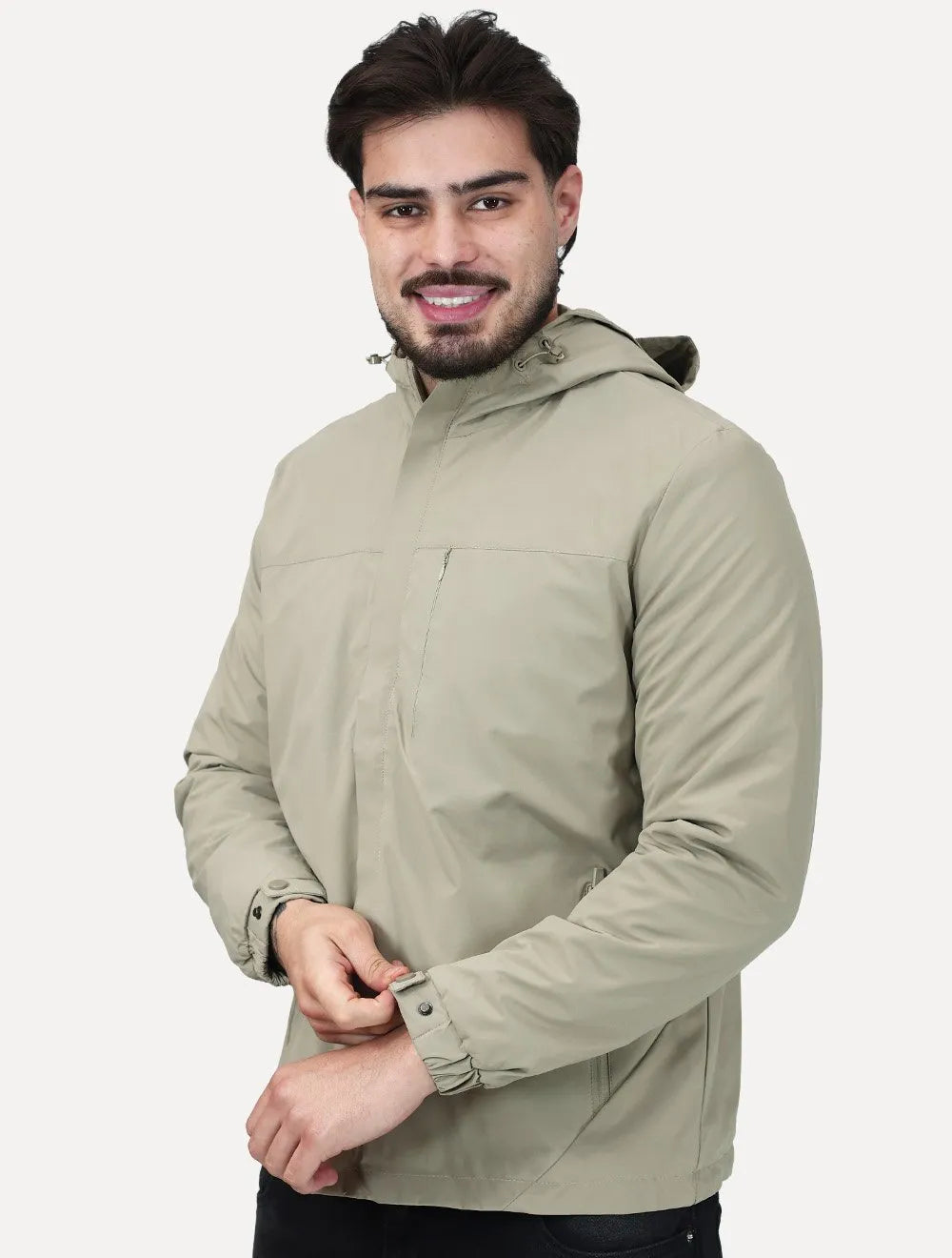 Jaqueta Dixen Masculina Corta-Vento Nylon Pocket Zip Areia
