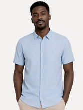 Camisa John John Masculina Relaxed Manga Curta Cotton Azul Claro