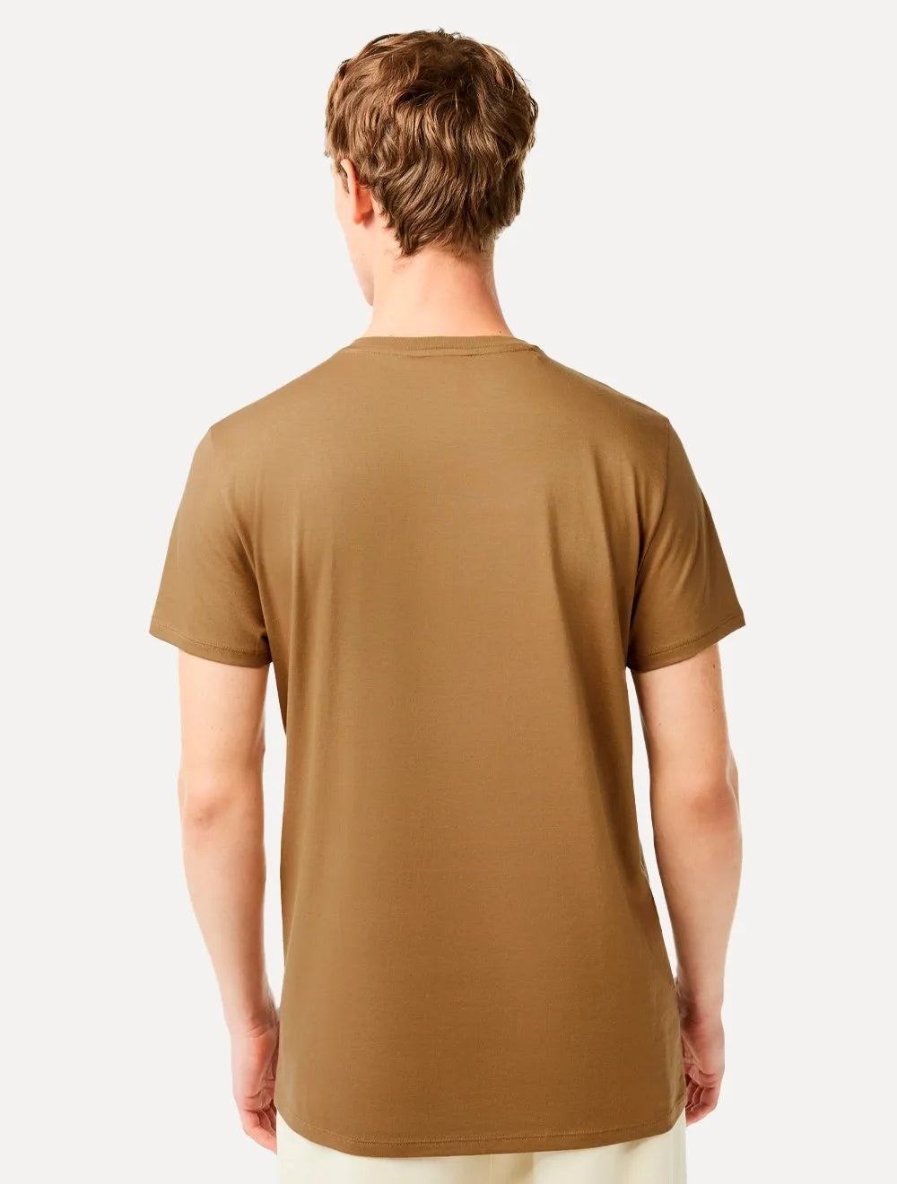 Camiseta Lacoste Masculina Jersey Pima Cotton Gola V Caqui