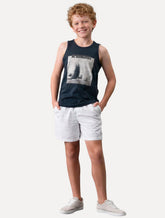 Bermuda Calvin Klein Infantil Color Curta Paper Cardarço Branco/Preto Branca