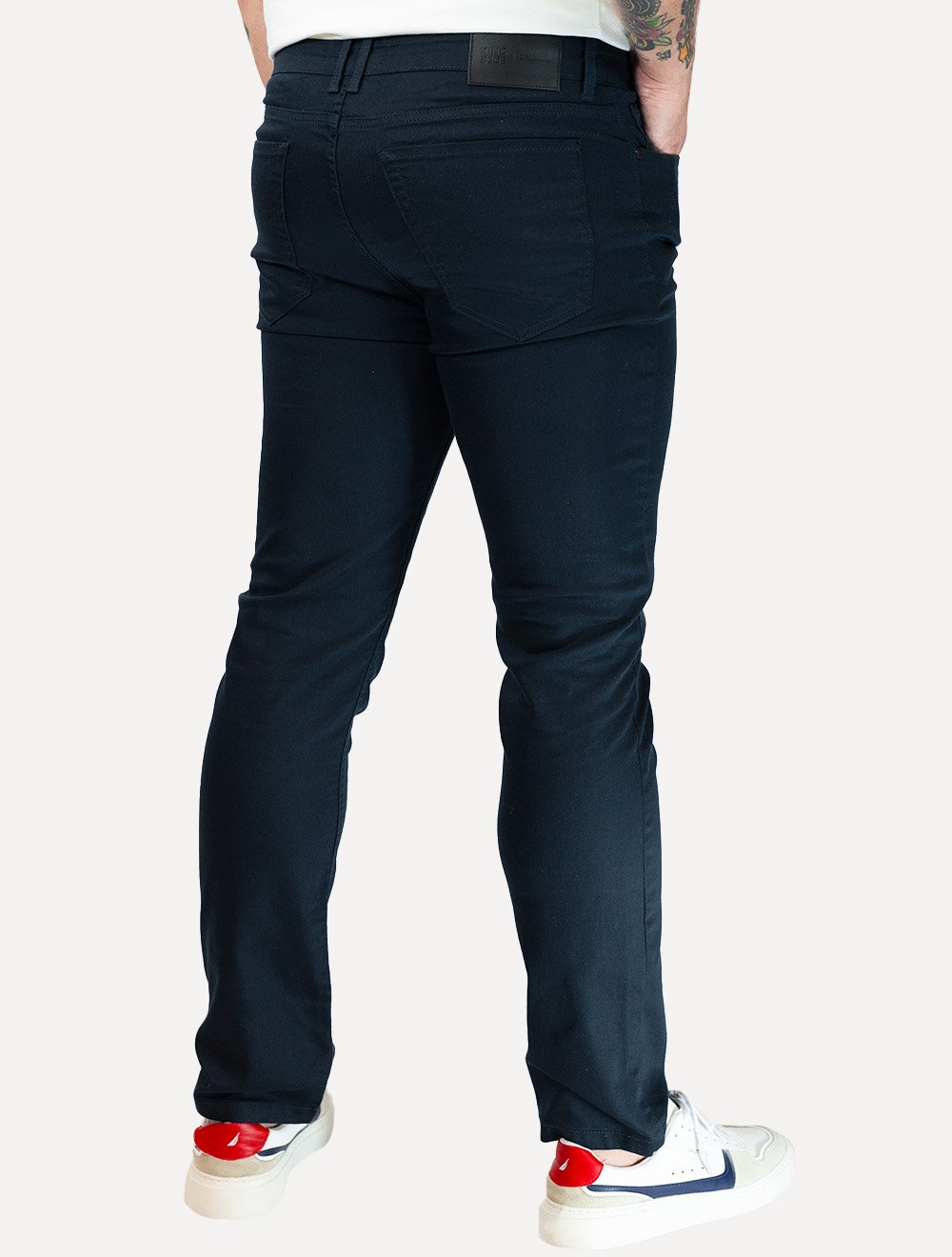 Calça King & Joe Masculina Slim Casual Cetim Flex Azul Marinho