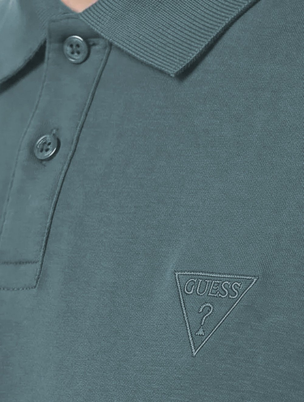 Polo Guess Masculina Piquet Chest Embroidery Logo Azul Médio