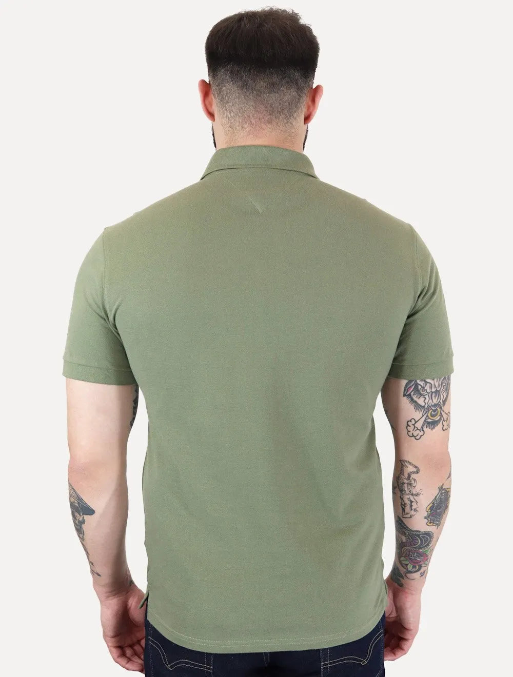 Polo Tommy Hilfiger Masculina Piquet Regular Placket Verde Militar