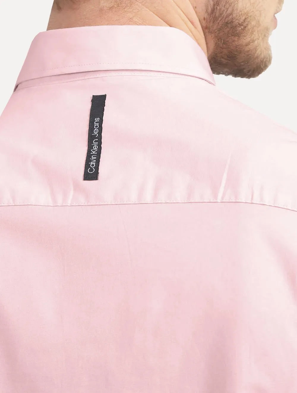 Camisa Calvin Klein Jeans Masculina Slim Fit New CKJ Logo Rosa Claro