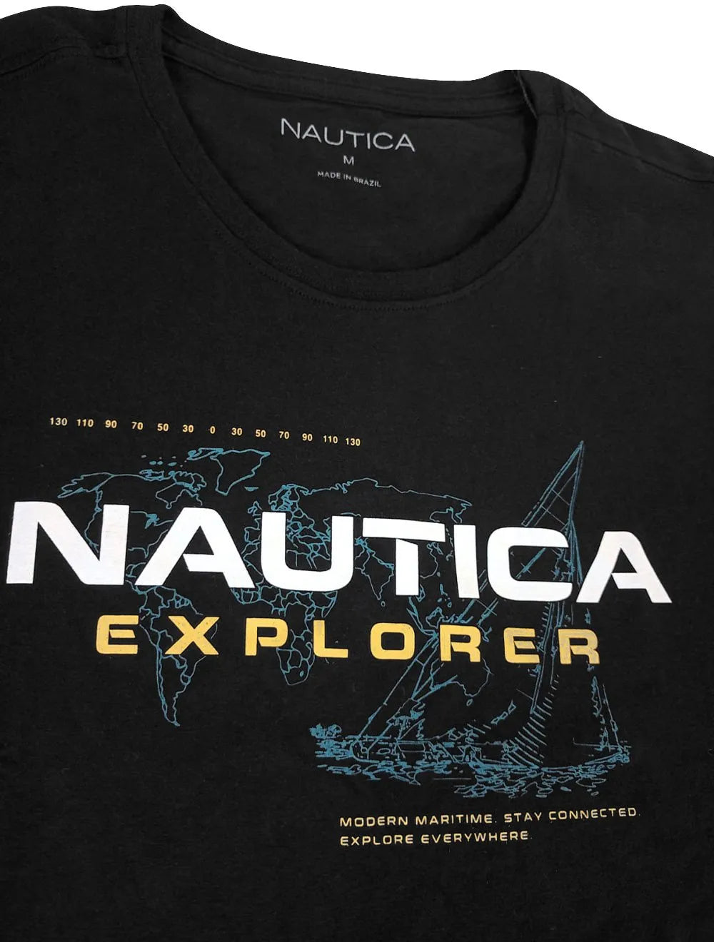 Camiseta Nautica Masculina Explorer World Preta