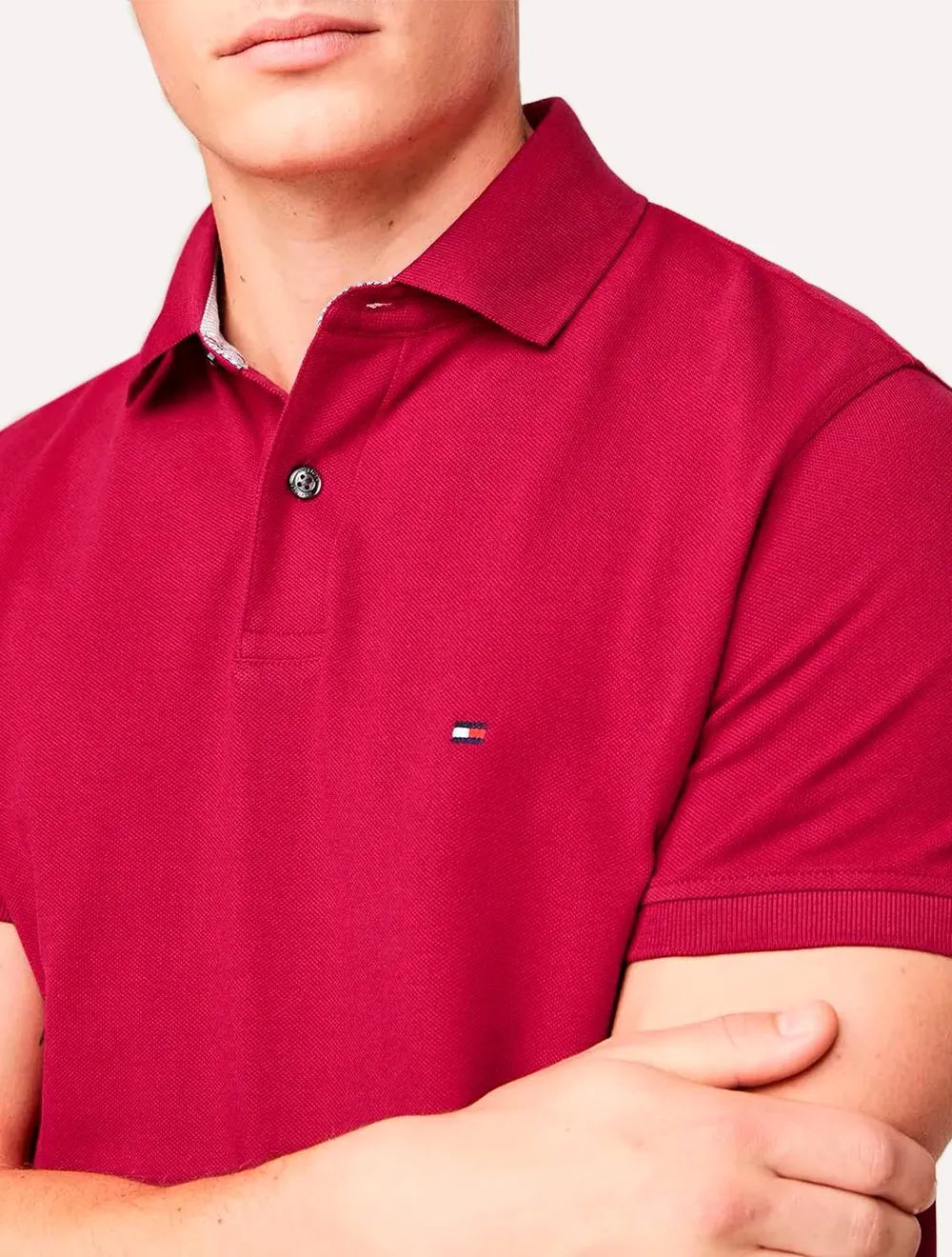 Polo Tommy Hilfiger Masculina Regular Piquet 1985 Vermelho Cereja