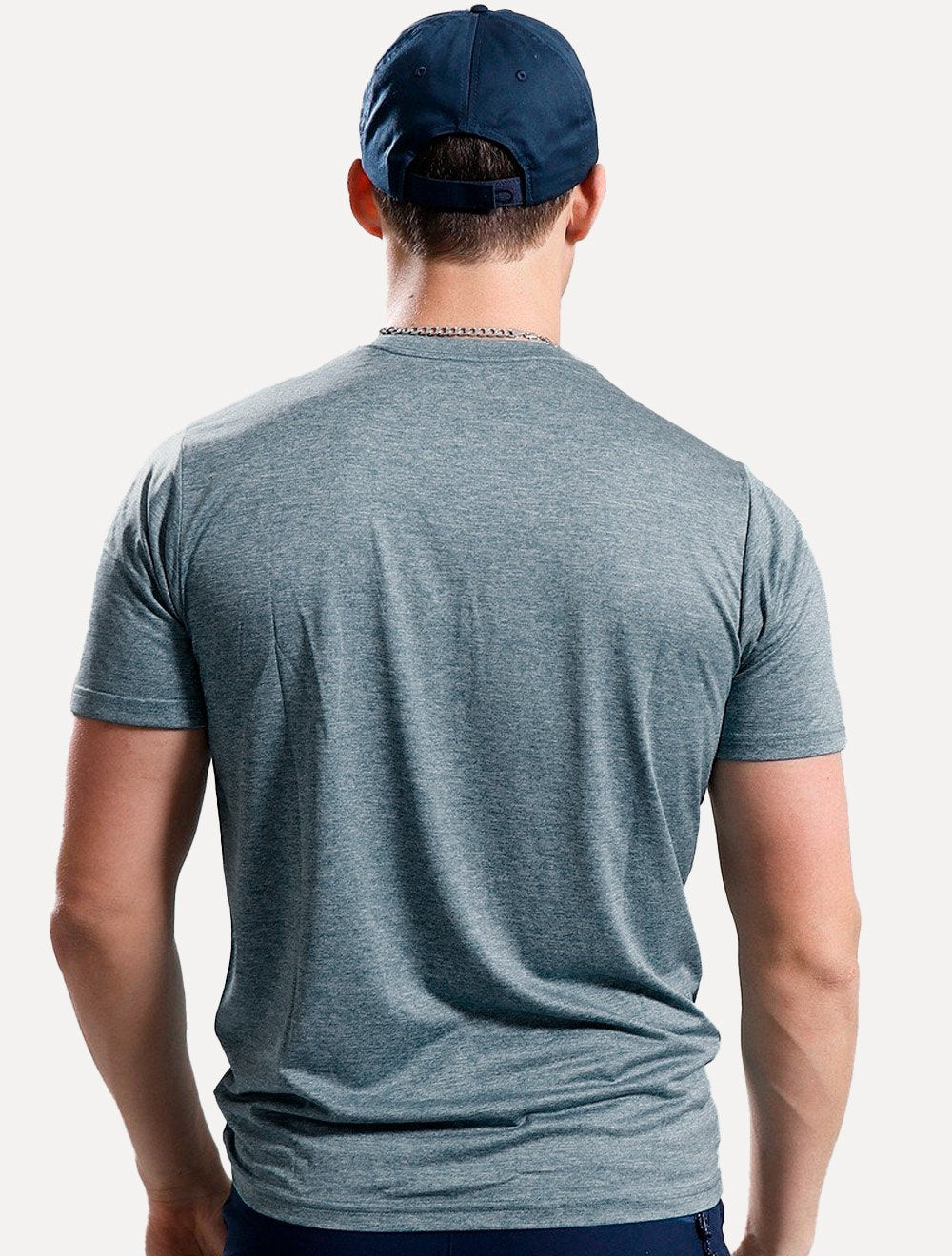 Camiseta Columbia Masculina Hike Crew Light Logo Azul Mescla