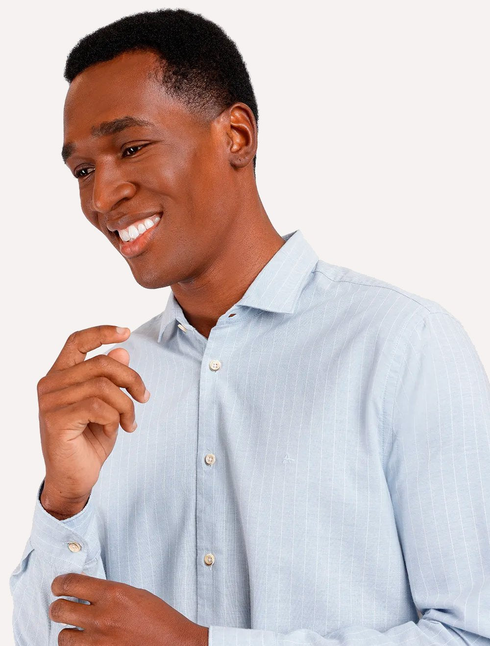 Camisa Aramis Masculina Regular Listras Backstitch Azul Claro