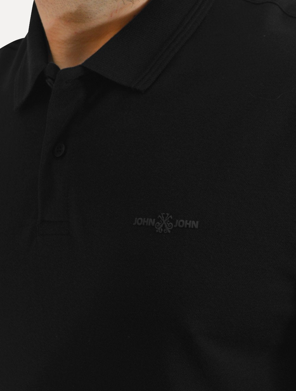 Polo John John Masculina Slim Fit HIgh Mono Preta