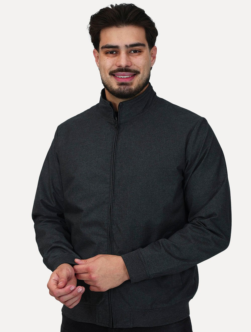 Jaqueta Aramis Masculina Bomber Dupla Preta/Chumbo