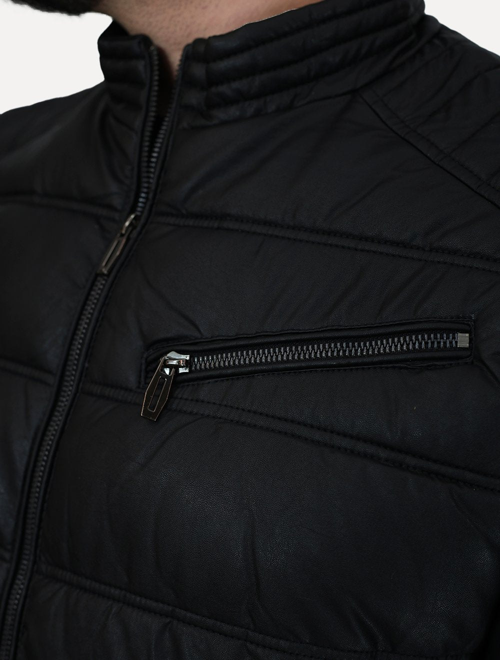 Jaqueta Dixen PU Zíper Frontal Preto