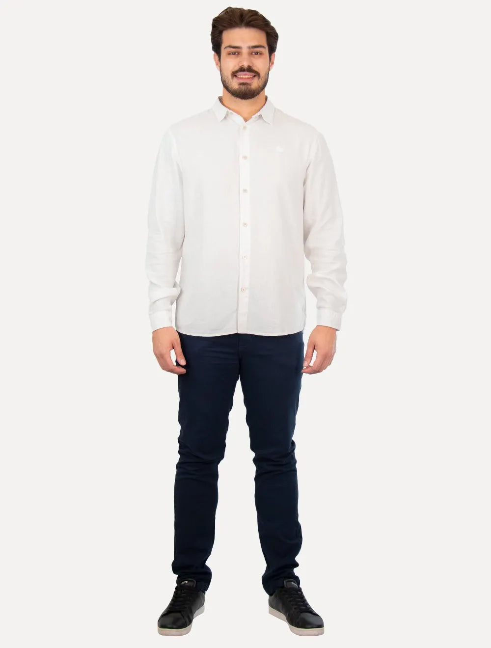 Camisa Colcci Masculina Linho Relax Logo Branca