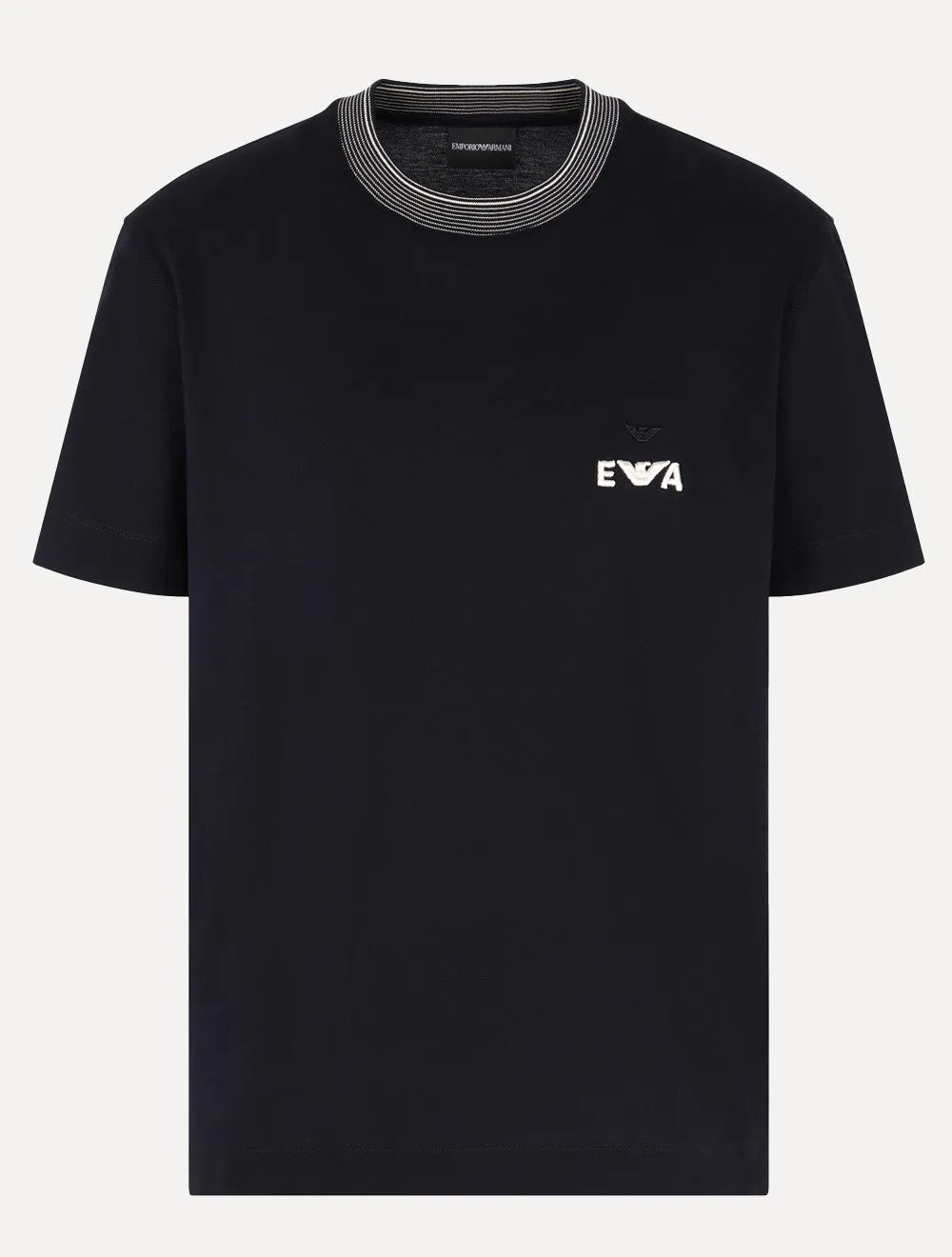 Camiseta Emporio Armani Masculina Pique Light Logo EA Bordado Azul Marinho