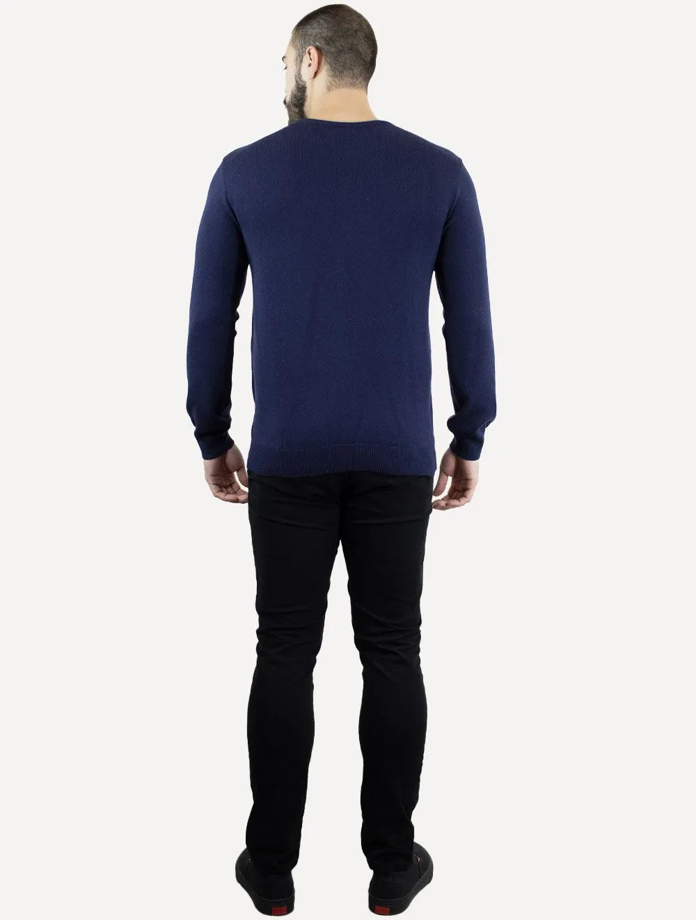 Suéter Colcci Masculino Tricot Crewneck Logo Azul Escuro